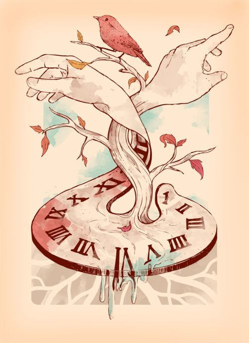 timeclockhandsbirdillustrationtattoodesignart