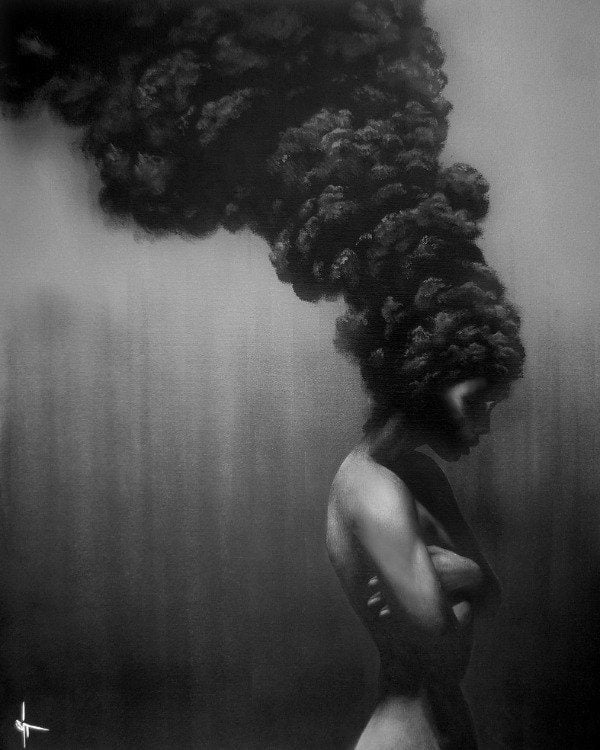 Страх в картинках - Страница 3 African-woman-afro-of-fire-smoke-beautiful-portrait-feminine-female-nude-art