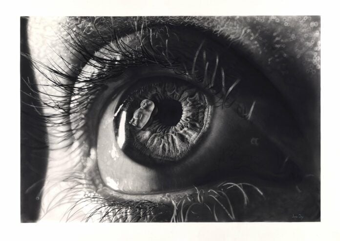 Jono Dry jelly baby and eye amazing inspirational hyperrealistic graphite pencil drawing
