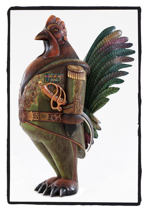 black heart gang art statue general rooster