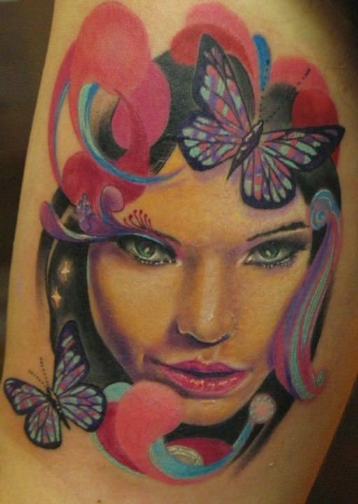 pase beautiful tattoo design woman face portrait art
