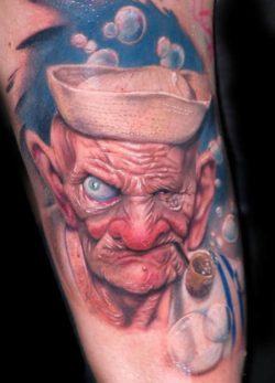 pase portrait tattoo popeye sailor old man bubbles art