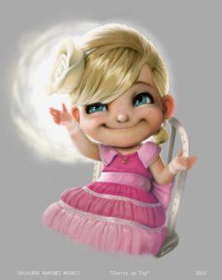 little cupid girl angel cherub cute photoshop painting pixar style character design
