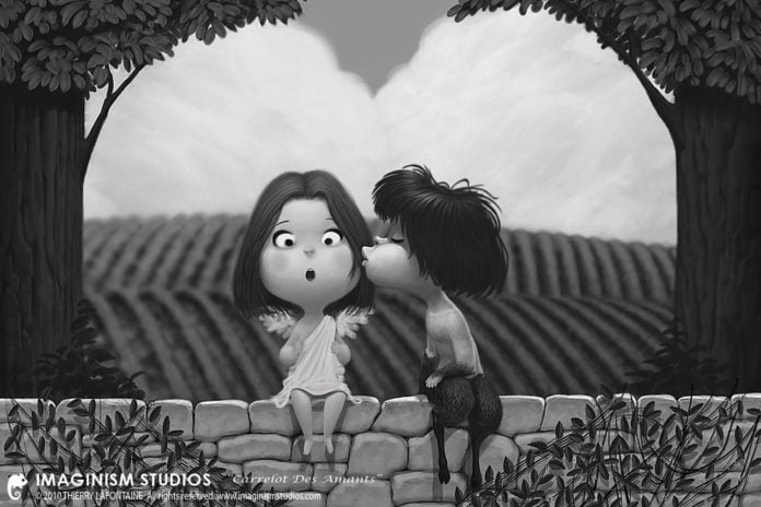 puck and cherub fantasy photoshop illustration cute relationships pixar style