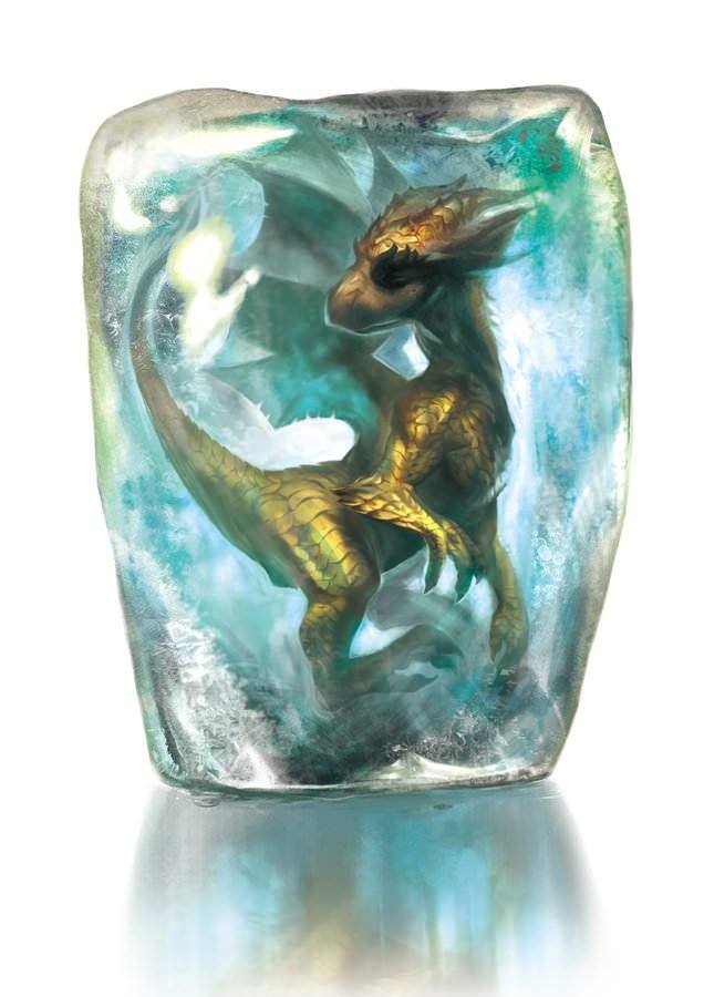 toronn ice dragon baby in ice cube fantasy photoshop painting digital art