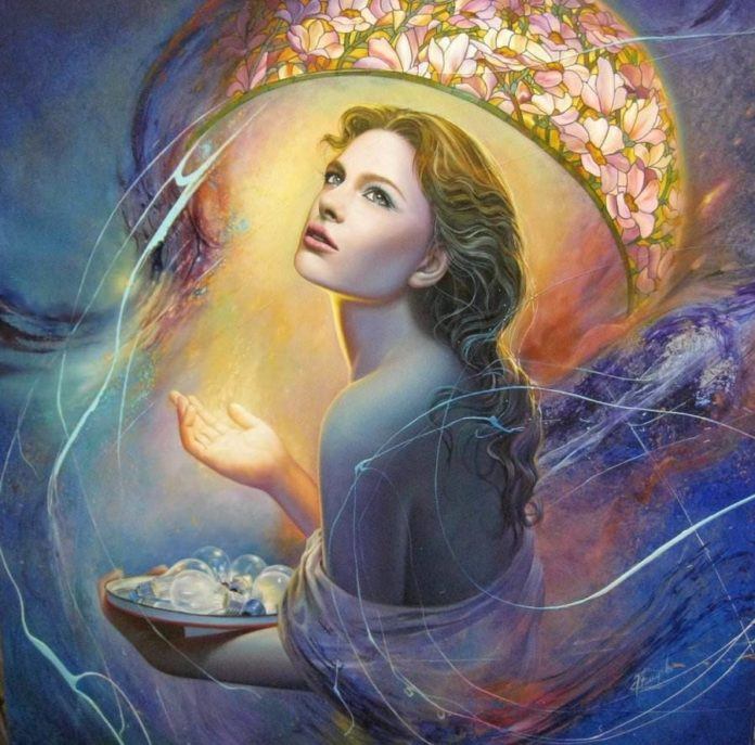 beautiful woman fine art painting portrait stained glass lightbulbs ideas long hair feminine