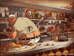 greasy spoon kitchen discworld terry pratchett character comic illustration art digital photoshop funny humor