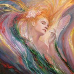 woman feminine female fine art painting beautiful perfume scent color waves lovely picture