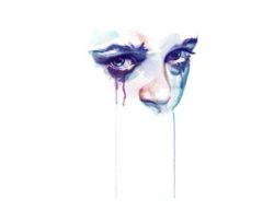 woman girl watercolor portrait sad face painting art tears pity female feminine eyes