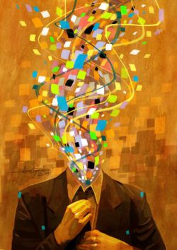 man in suit no head headless shapes confetti nowhere photoshop painting digital art design