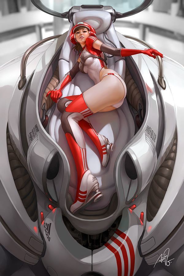sexy superhero anime manga art style digital photoshop painting illustration hot girl robot
