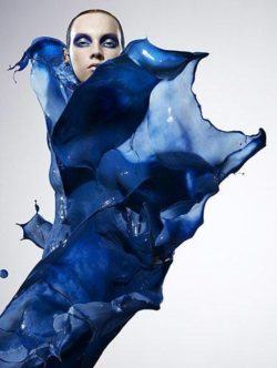 beautiful girl model blue paint splash clothing fashion art design photography iain crawford