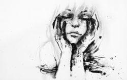 freckle girl covered in paint portrait watercolor painting art ink spill splash spatter dribble