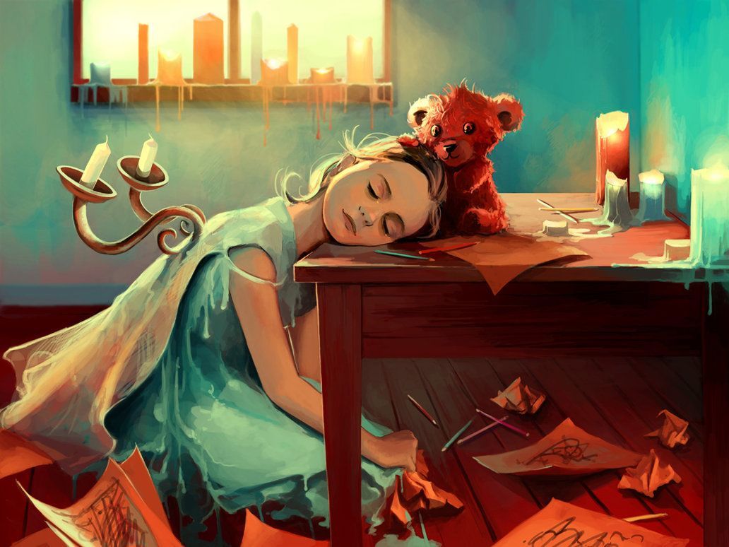 Little Girl with blue rosses Fantasy by Cyril Rolando Russian Modern Postcard 