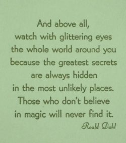 roald dahl inspiration quote motivation life advice believe in magic glittering eyes childrens author writer