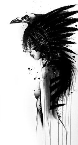 sit native american indian woman nude painting art sexy modern style black and white design