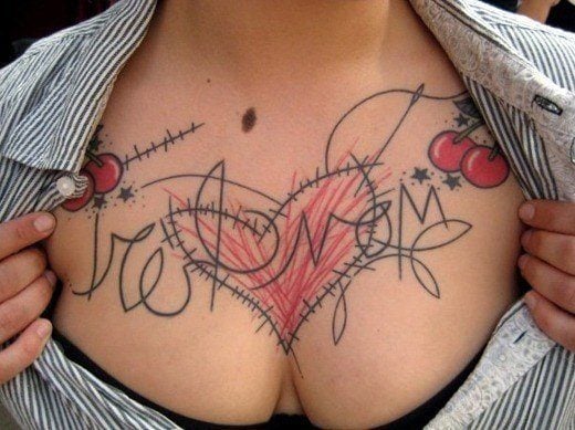 yann black abstract tattoo avant garde heart scribble chest breasts girl