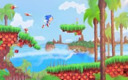 A digital fan art painting of a scene from the Sonic the Hedgehog video games by Mikael Aguirre