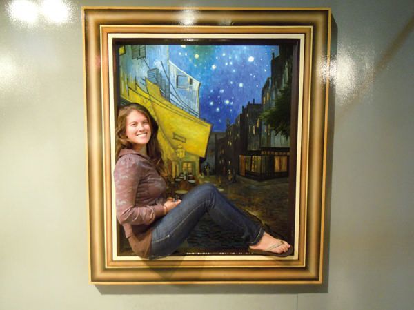 A girl poses in a painting in this interactive optical illusion at the Trick Art Museum in Seogwipo