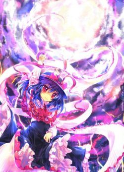 A cute yet powerful manga girl calls thunder and lightning from the heavens in this Photoshop painting by Namie-kun