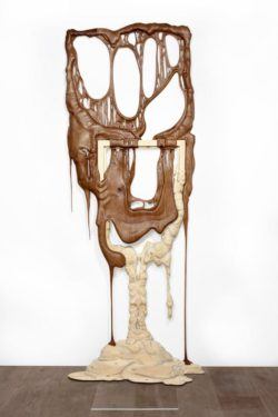 An intriguing melting wood sculpture by French artist Bonsoir Paris, defying logic in favor of surrealism