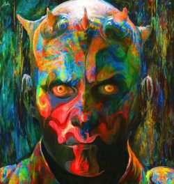 Darth Maul aint so scary in this colorful fan art painting by nicky Barkla