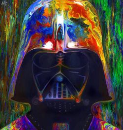 Darth Vader gets a trippy makeover in this colorful painting by Nicky Barkla