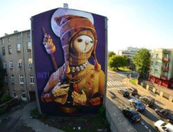 Graffiti in Chile by pop surrealist street artist and painter Inti