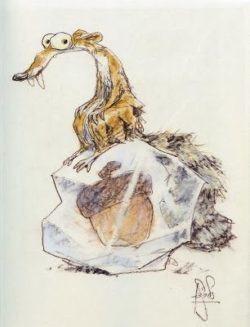 One of the character design for the Ice Age character Scrat by Peter de Seve
