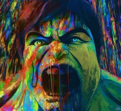 The incredible hulk gets a new color scheme in this trippy fan art painting by Nicky Barkla