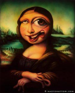 Mona Lisa gets morphed in this funny surrealism painting by Naoto Hattori