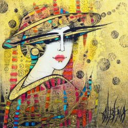 Albena Vatcheva paints a portrait of a beautiful woman in a stylish hat