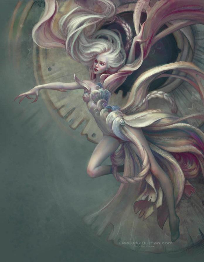 Jennifer Healy creates a beautiful fantasy woman with floral elements and claws in this Photoshop painting