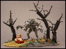 Little Red Riding Hood and the Big Bad Wolf come alive in this lego sculpture by Legohaulic