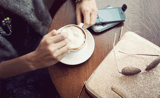 A cappachino is endlessly stirred for breakfast in this animated GIF by Cinemagraphs