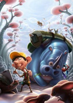 A cartoon artist and his silly pets paint two mice in this funny Photoshop painting by Jia Xing Yap