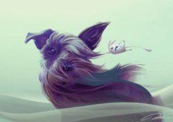 A scottish terrier and an alien blob are windswept in this funny Photoshop painting by Jia Xing Yap