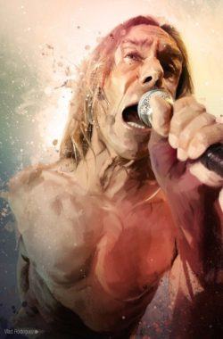 Vlad Rodriguez expresses the energy and power of singer Iggy Pop in this fantastic fan art painting