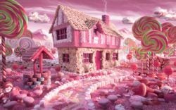 Super sweet and deliciously pink, this candy cottage made out of food by Chris Warner is any little girls fantasy
