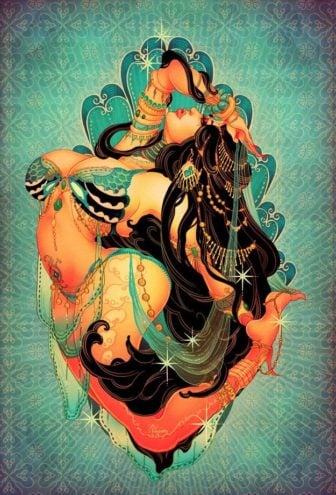 Japanese artist One Nao creates a beautiful Arabian belly dancer in this pin-up girl design