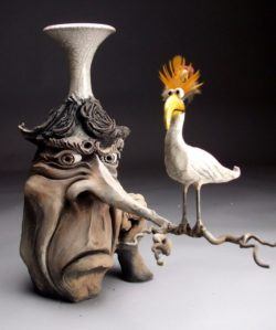 If Pinocchio grew into a clay man, he might end up like the guy in this face jug by Mitchell Grafton