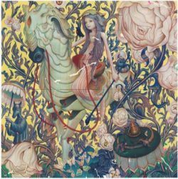 This intricate fantasy painting by James Jean has a highly detailed, psychedelic effect